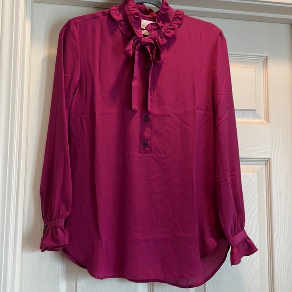 NWT Silk ruffle neck blouse